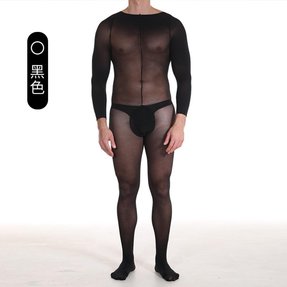 Qinghe Men's Stockings Onesie 10D Velvet Full Body Mask, Soft Texture, High Elasticity, Tight and Transparent