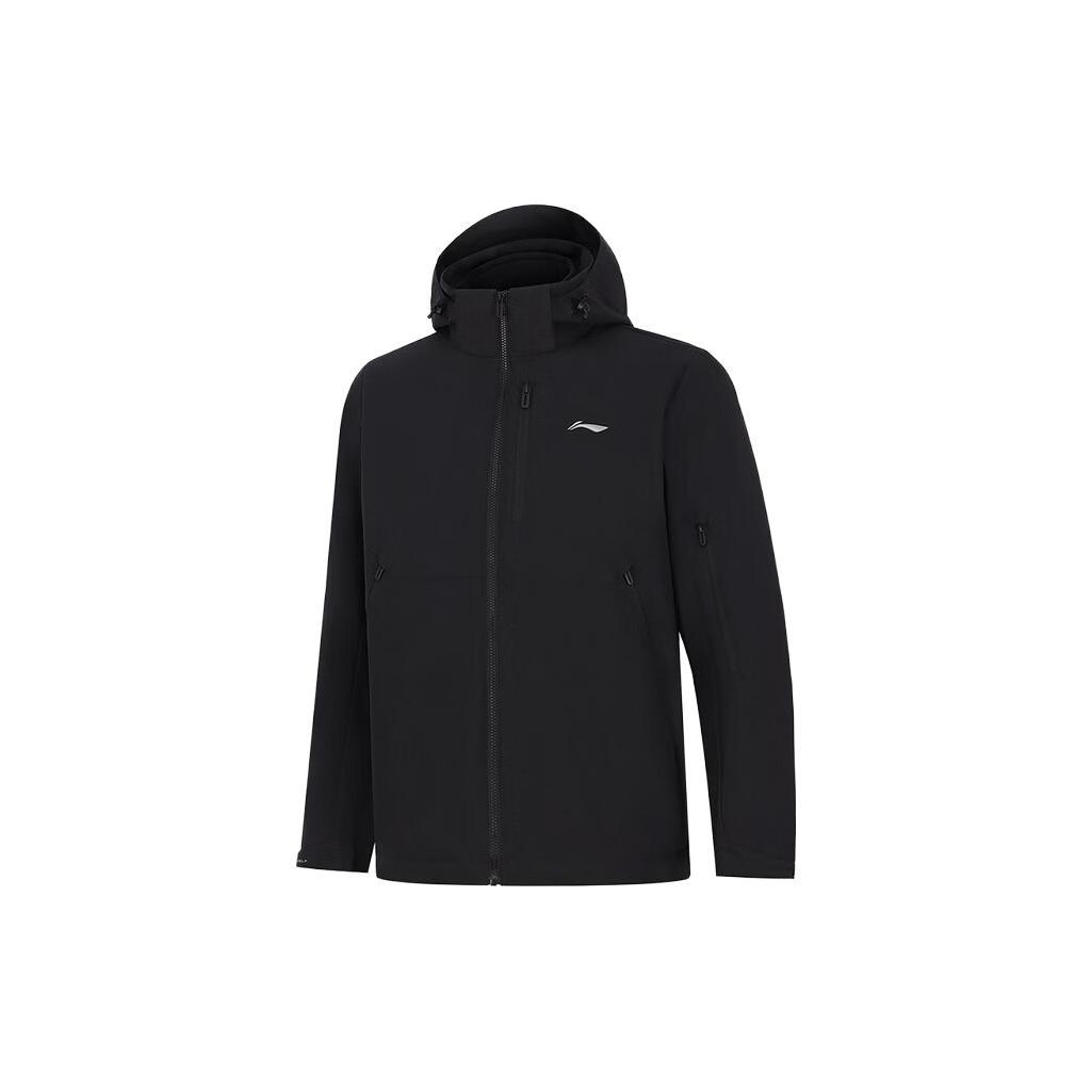 Li-Ning Logo 3-in-1 Polar Fleece Hooded Jacket Black Men s AWBT015-5 XXL