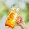 1080ml Große Kapazität Strohhalmbecher Glasbecher mit Deckel - Eiskaffeebecher, Wiederverwendbarer Trinkbecher für Kaffee, Tee, Eiskaffee Americano