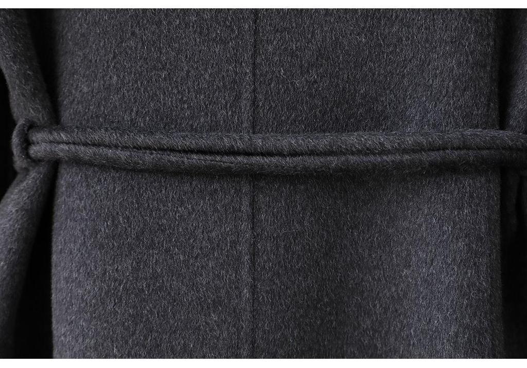 2026 Spring New Women's Double-Sided Wool Coat with Belt and Lapel.