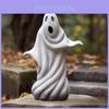 Adorabile Statua Fantasma Bianco da Esterno Affascinante Decorazione da Giardino in Resina per le Festività di Halloween