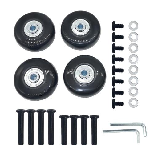 Stille Hjul-serien: Erstatningshjulsett for kofferter, handlevogner, kabinvesker osv., DIY-reparasjonssett (50 mm diameter, 4 stk), Svart
