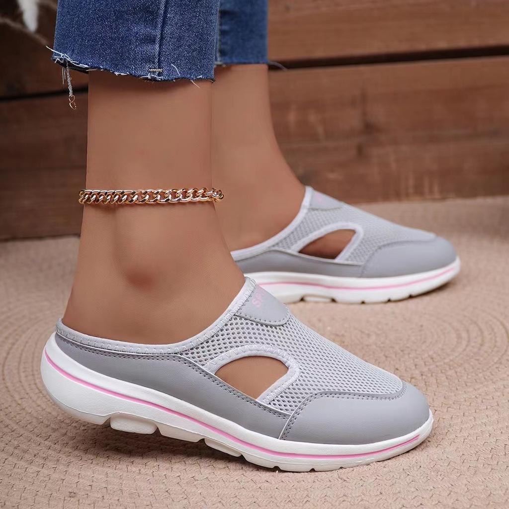 Fashion New plus size Women's Slippers Casual Baotou Half slippers Summer Comfort mesh shoes Female Hollow out breathable Shoes Zapatos