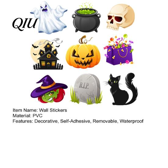 Durable PVC Wall Stickers for Balcony Halloween Stickers, Waterproof Decals Windows, Classic Ghosts Versatile Art Parties Pumpkins Skeletons