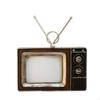 Vintage Television Ornament Distressed Finish Decor Brown and Black Iron