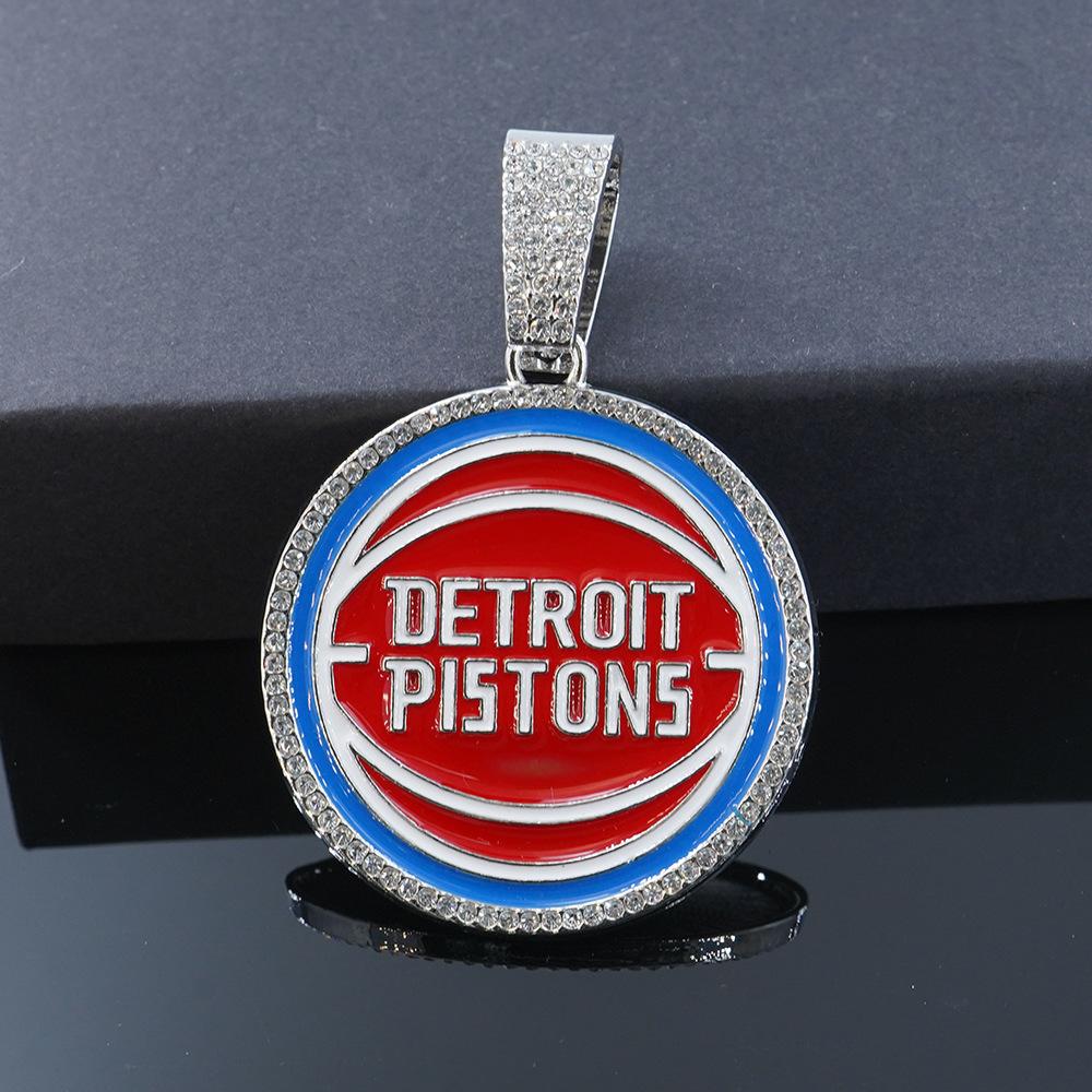 Hip Hop Euro-American Detroit Pistons Detroit Pistons Alloy Pendant Cuban Chain Necklace