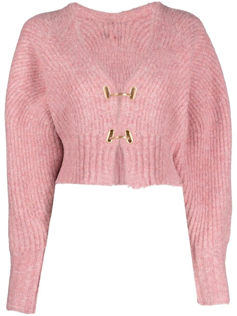 

European-American Size Women s Knitwear: Exclusive Metal Button Cardigan Small рожевий