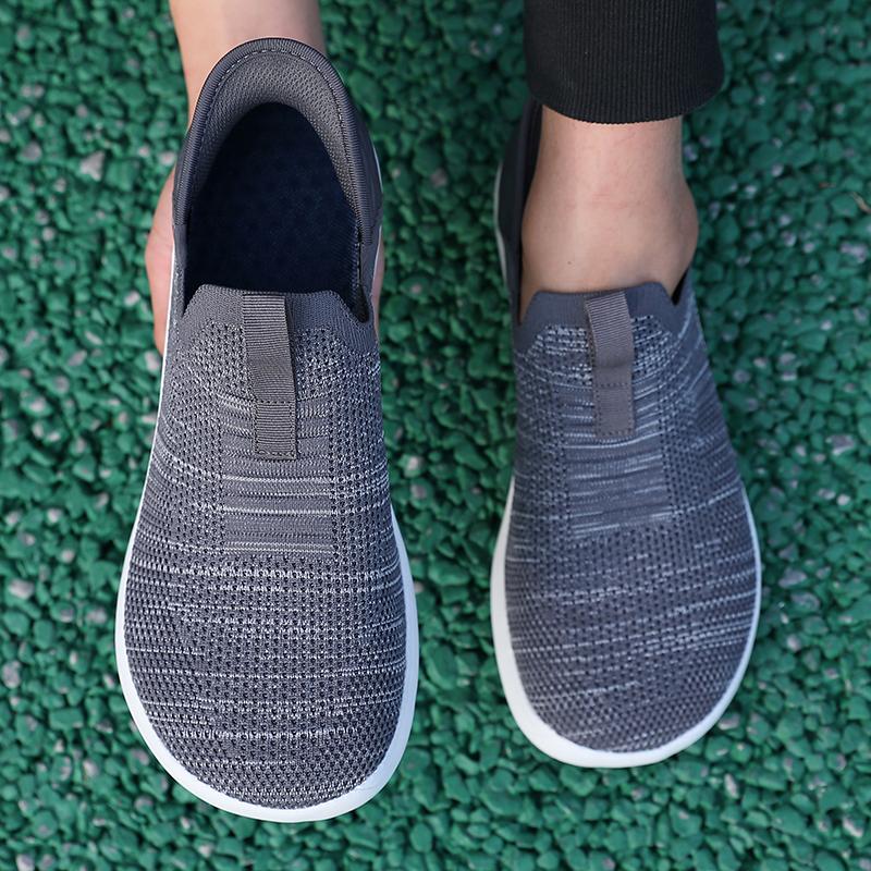

Men s New Summer Shoes Breathable Mesh Casual Sneakers Light Slip Flat Platform Casual Shoes Men s Anti-slip Walking Woven Shoes 39 серый