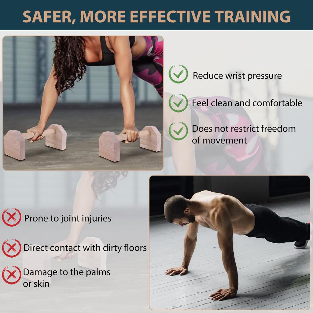 1 Paar Hölzerne Liegestützständer - 25cm Rutschfeste Basis für Heim- & Fitnessstudio Brust-Workout-Training