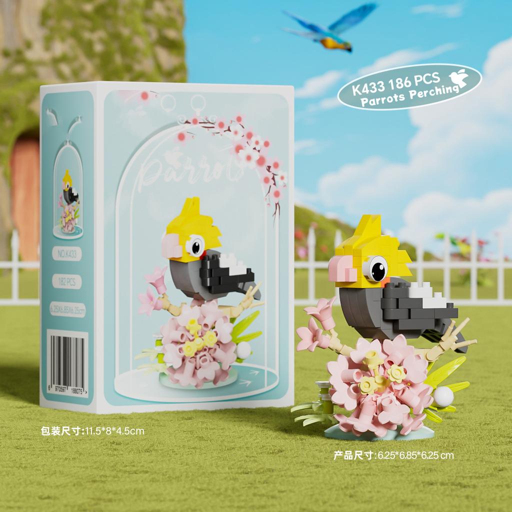 Animals Parrot Micro Diamond Small Particles Assembled Building Blocks Adults Cat Mirco Bricks Constructor Set Model Girls Toys