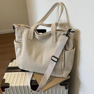 Fashion Versatile Shoulder Bag College Wind Commuting Corduroy Square Bag Women Large Capacity Leisure Portable Crossbody Bag