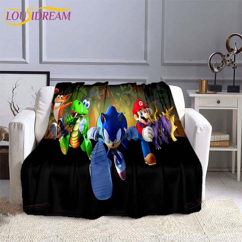 Mario Bros Fashion Blanket Anime Flannel Bed Throw Blanket Soft 3D Printed Cartoon Coverlet Sofa Travel Camping Children Blanket