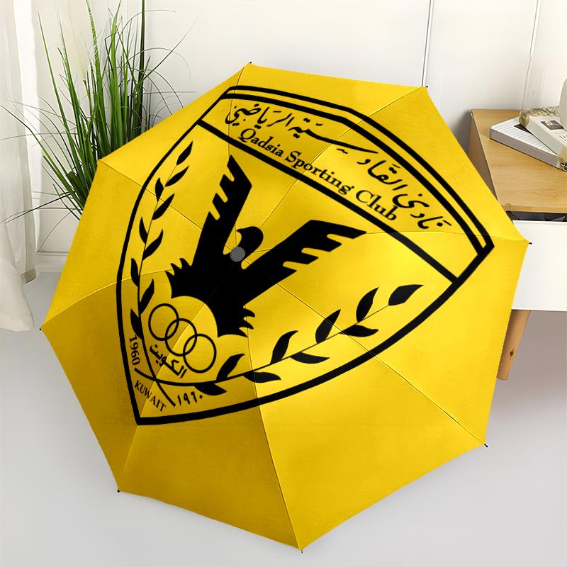 Qadsia Sporting Club Fashionable Automatic Opening/Closing Folding Umbrella. Portable and Foldable, Ideal for Gift, Travel, and Daily Use.