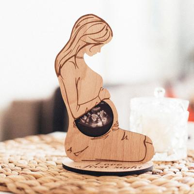 Ultrazvukový fotorámeček Dekorace na plochu Dřevěný dětský sonogram fotorámeček Ornament Těhotenství Oznámení nastávající