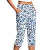 Women's Vintage Floral Print Button Pocket Trousers Slit High Waist Sports Yoga Casual Pants