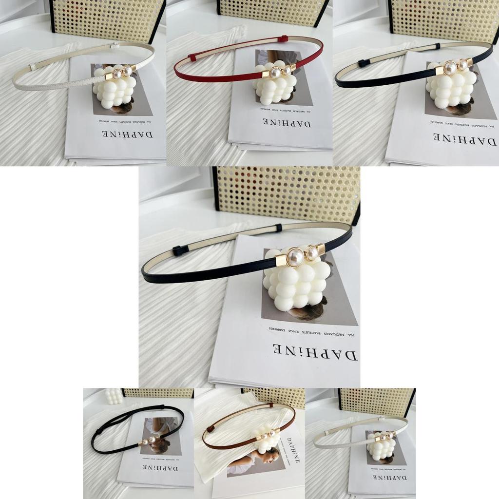 Stunning Matte Black Women's Belt With Elegant Pearl Buckle Perfect For Summer Outfits