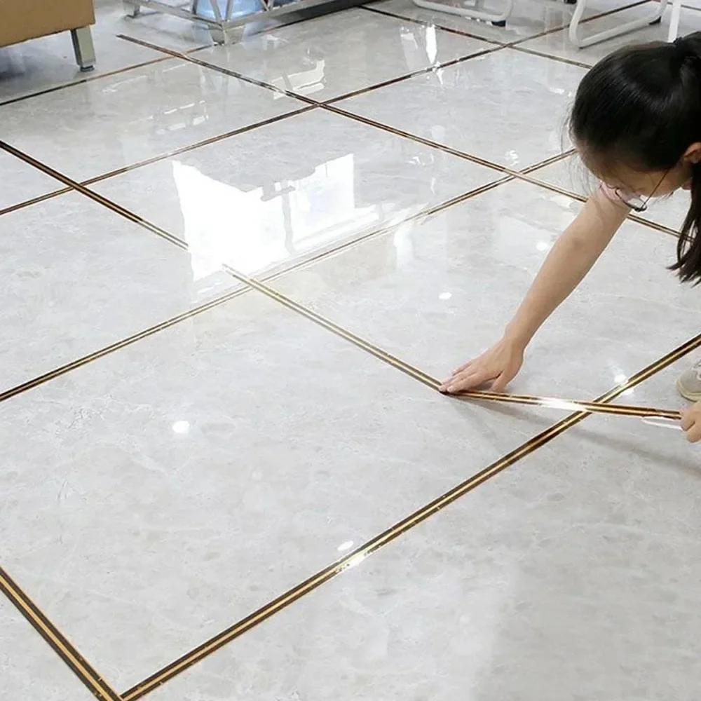 5M Wasserdichter Dichtungsaufkleber Goldene Fugenband Dekoratives Fliesenfugen Selbstklebendes Band Boden Wand Fugen Dichtmittel Decke