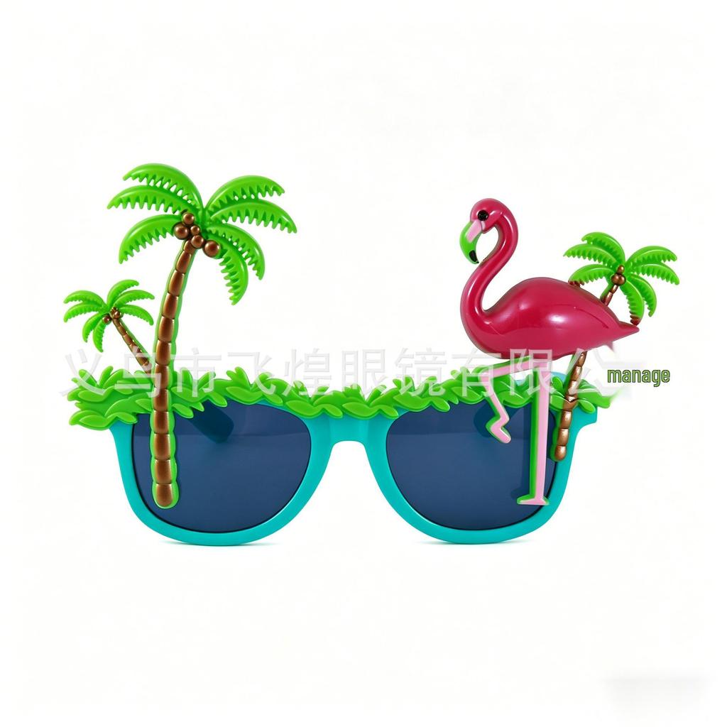 Hawaiian Beach Party Glasses: Coconut Tree, Flamingo, Parrot, Ice Cream, Flower & Wine Glass Fun