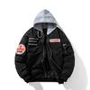 Unisex Oversized Bomber Jacket With Embroidered Casual Cotton-Polyester Blend Outerwear Fall