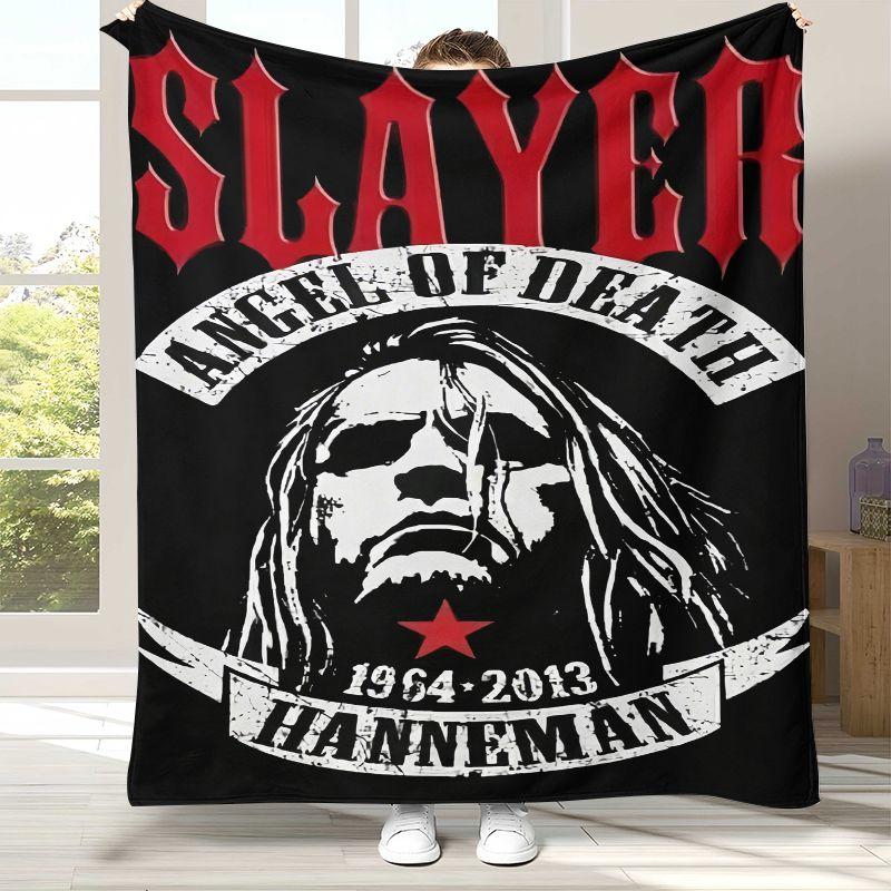 Klassisches Slayer Heavy Metal Rockband Zeichen Flanelldecke, Ultraweiche Warme Plüschdecke für Zuhause Schlafzimmer Bett Sofa Camping Picknick