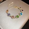 Adjustable Rainbow Rhinestone Bracelet Shiny Colorful Hand Chain Elegant Zircon Bracelet  Gifts