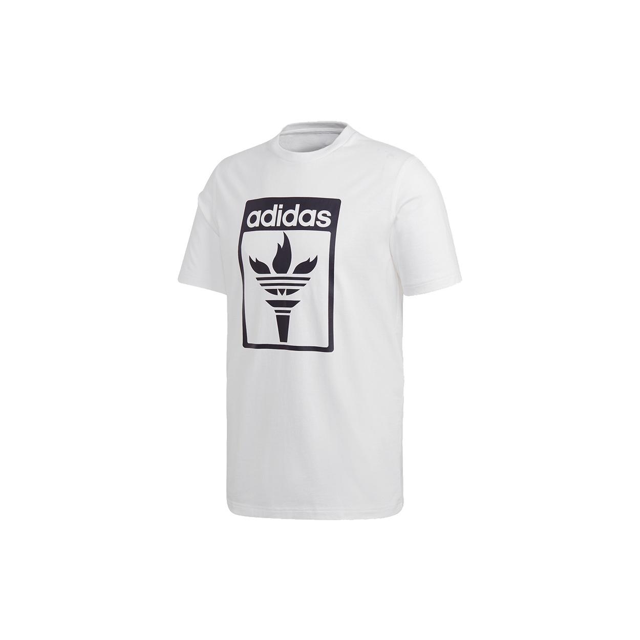 adidas originals Tee 1 Logo Printing Sports Short Sleeve White Men s GK5910 M