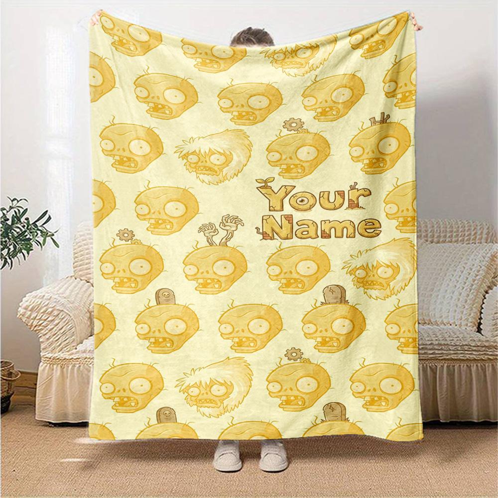 Plants Vs. Zombies Customize Your Name Blanket Cozy Customizable Blanket Comfortable Versatile for Nap Seaside Living Room Picnics