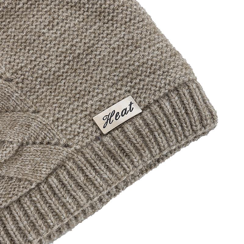 New Style Unisex Warm Dandy Winter Hat Heat Metal Label Plush Fur Lined Soft Beanie Hat Thick Hats For Women Men Knitted Hat