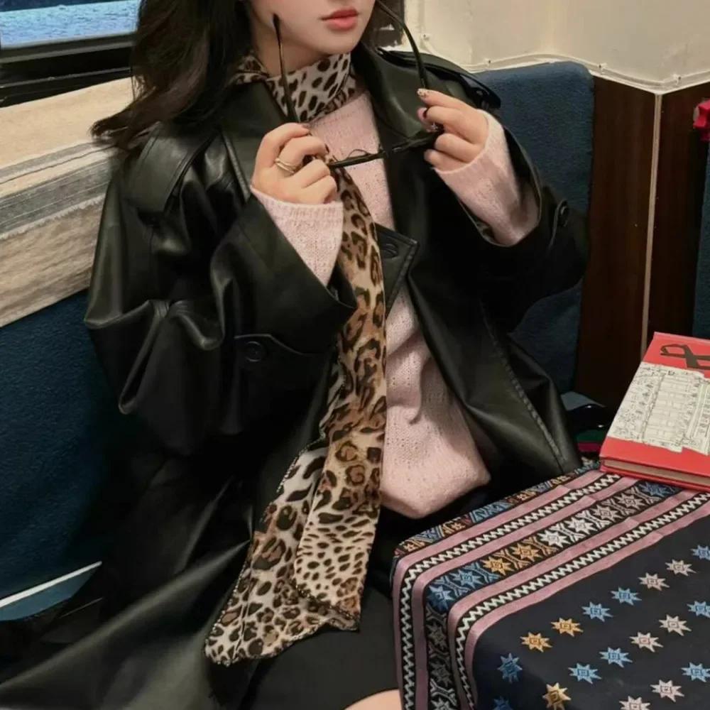 Simple and Versatile Neck Scarf Accessory Brown Polka Dot Printed Scarf