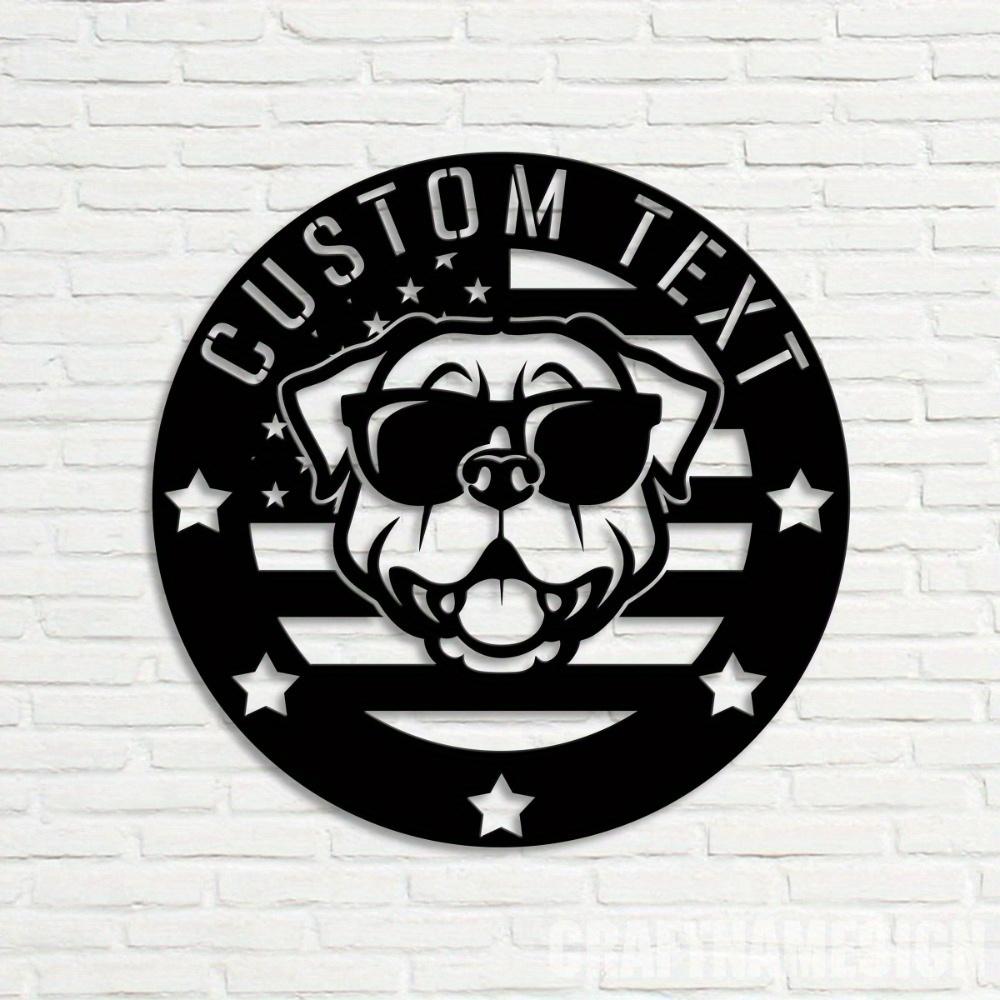 Unique Tailorable Metal Dog Face Wall Art Add Custom Text Reusable Outdoor Hanging Pet Home Gift Star Design