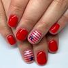24 Pcs Star Artificial Nail Short Oval Full Cover False Nail 4th of July Stick On Nail Independence Day Press On Nail