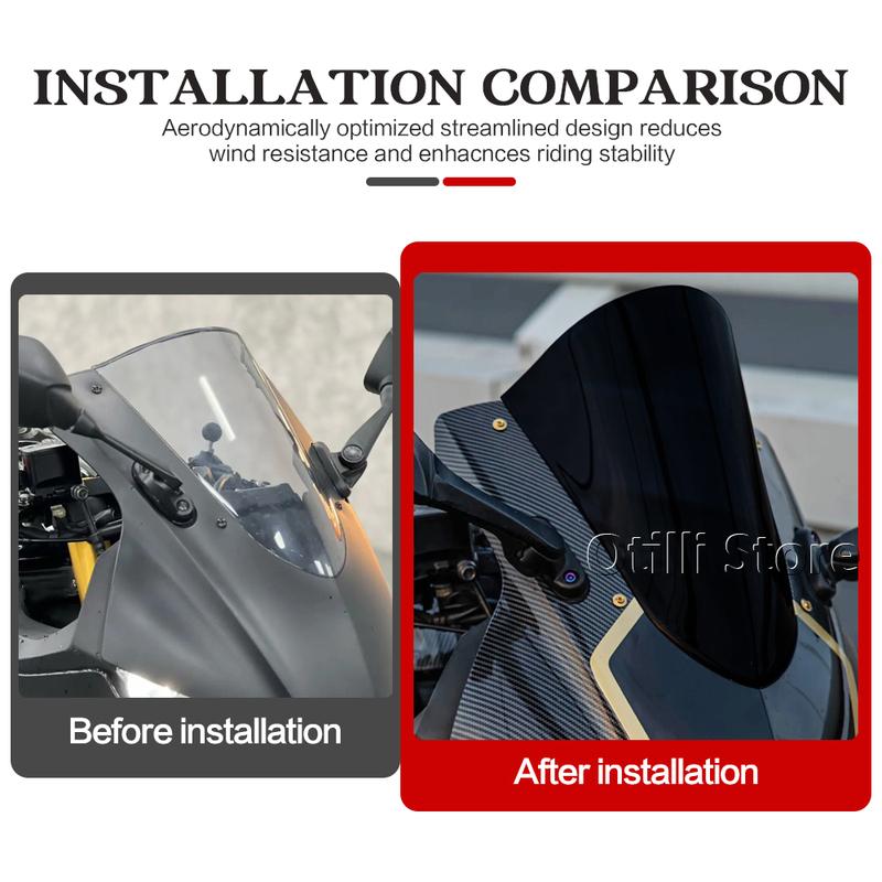 Motorcycle For Yamaha YZF R25 R3 YZF-R25 YZF-R3 YZFR3 2019-2025 Windshield Bubble Windscreen 3 Colors Acrylic Wind Deflectore