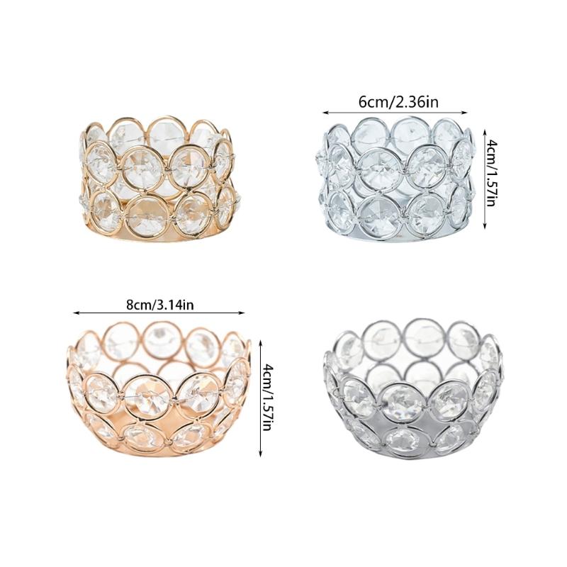 Crystal Votive Metal Candle Holder for Table Tenterpiece Small Bowl Tealight Candle Stand for Wedding Desktops Decors