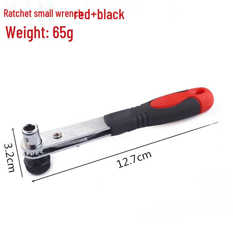 Compact 1/4" Dual-use Right Angle Mini Ratchet Wrench with Socket Bits