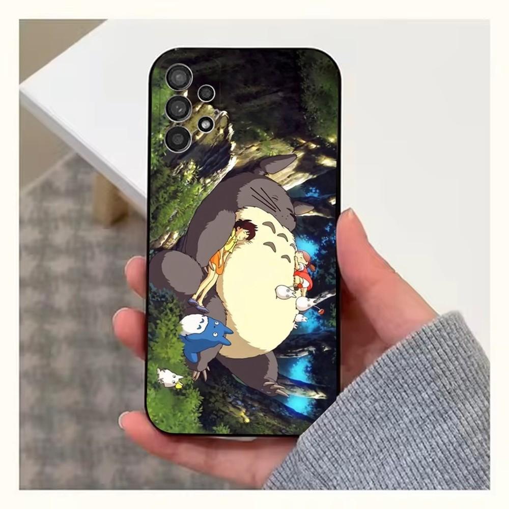 Cartoon T-Totoro-ES Phone Case For Samsung S25,S24,S23,S22,S20,S21,S10,Ultra,Plus,Lite,FE,Soft Silicone Black Cover