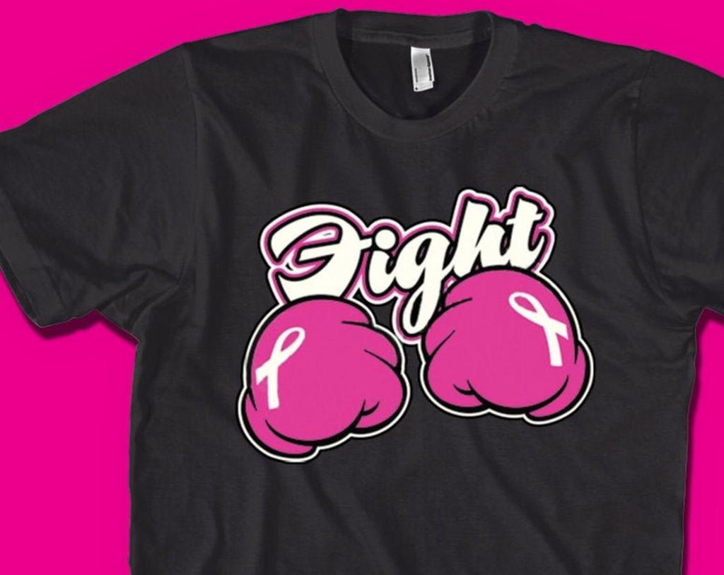 Fight Cancer Awareness T-Shirt: Pink Ribbon Boxing Gloves