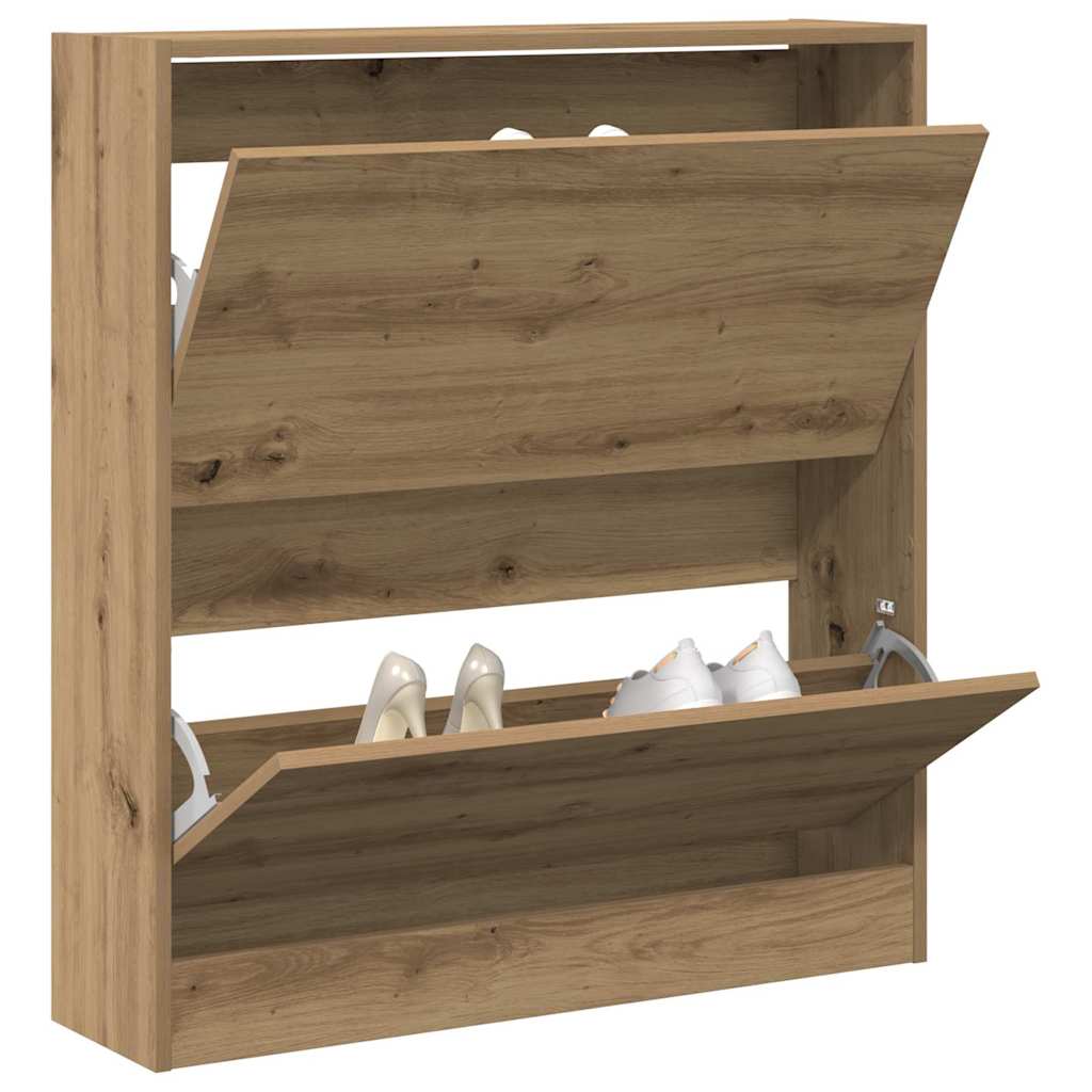 Shoe Cabinet Smoked Oak 80 x 21 x 87.5 cm Engineered Wood
