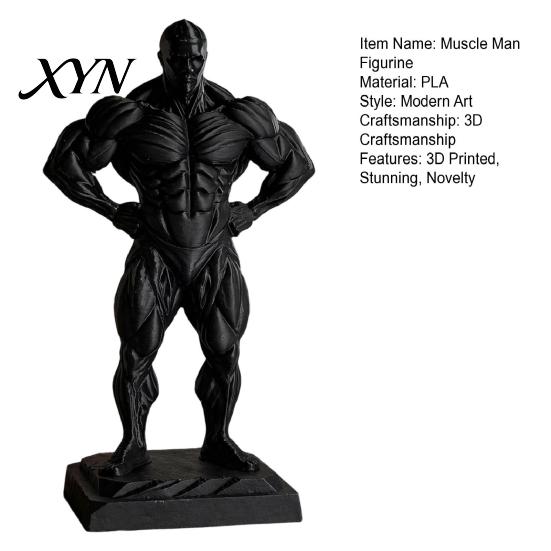Study Room Figurine 3D Printed Muscle Man Figurine, Funny Muscular Desktop Sculpture, Matte Texture Sculpture Collectible Gym Fitness Statue, Gift for