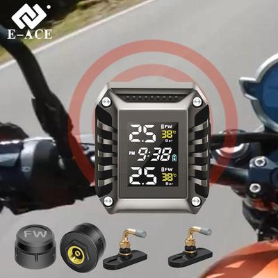 Monitor de Presión de Neumáticos de Motocicleta TPMS Pantalla Digital Externo Alarma de Seguridad para Motocicleta Inalámbrico Detector de Presión de Neumáticos