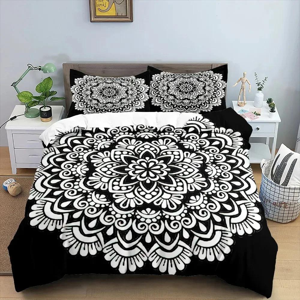 Mandala Duvet Cover Set King Queen Twin Full Size Moon Sun Eye Boho Chic Floral Polyester Quilt Cover for Kid Boys Bedding Set