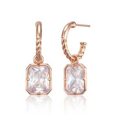 ELLE Jewelry 14K GF Square Stone Drop One-Touch Earrings ELGPEE561