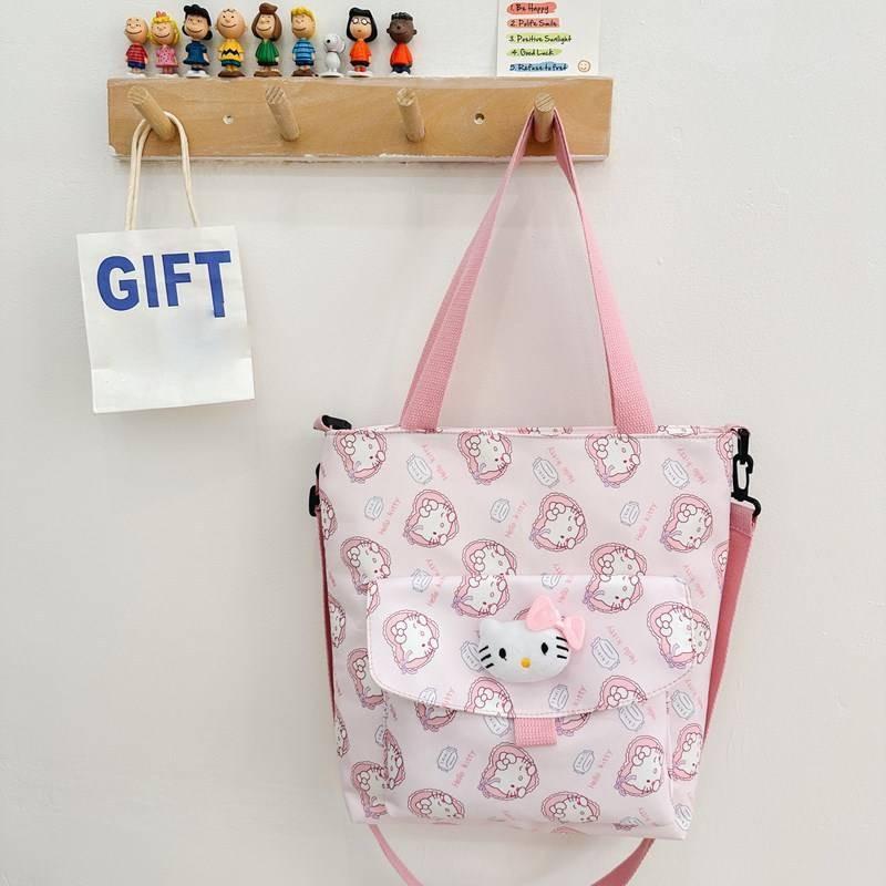 My Melody Nylon Crossbody Bag Lightweight Waterproof Tote For Kids Daily Use**