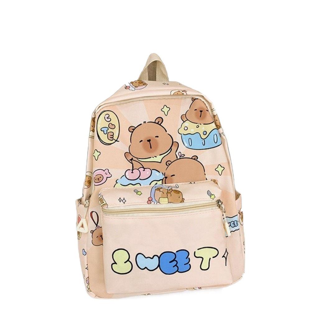 Thickened Capybara Backpack Nylon Children School Bag Cartoon Animal Daypack Unisex