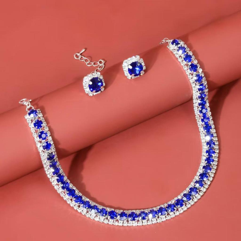 Funkelndes Strass- & Zirkon-Braut-Halsketten- und Ohrring-Set - Elegante Hochzeitsaccessoires