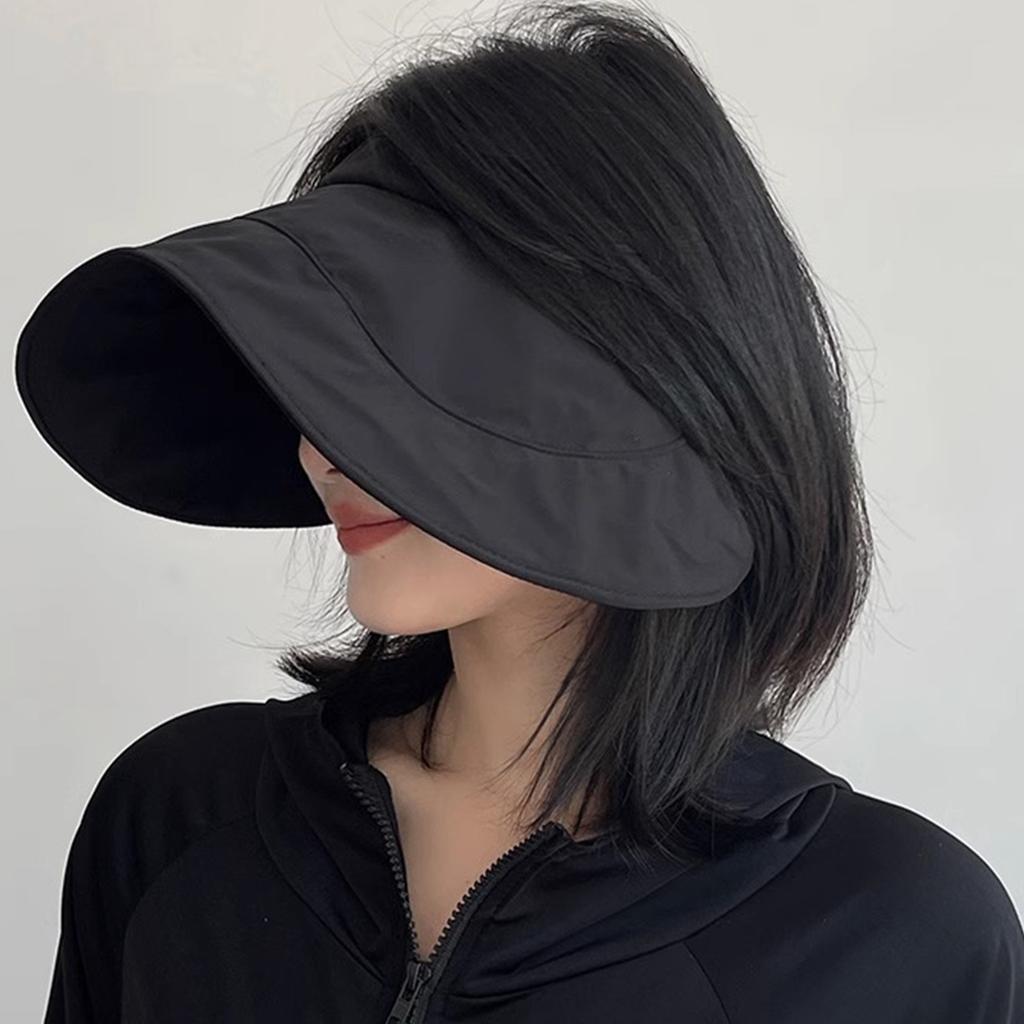 Empty Top Sun Hat For Women Summer Outdoor Wide-brimmed Hat Uv Protective Large Eave Hat Portable Folding Chicken Rolls Cap