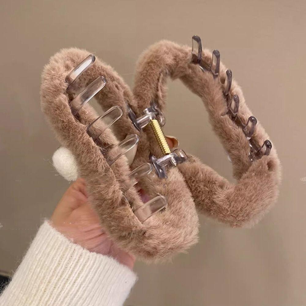 Grampo de cabelo de pelúcia de dupla face, grampo de cabelo de urso de pelúcia de desenho animado, orelha de coelho, clipe de tubarão, feminino/meninas