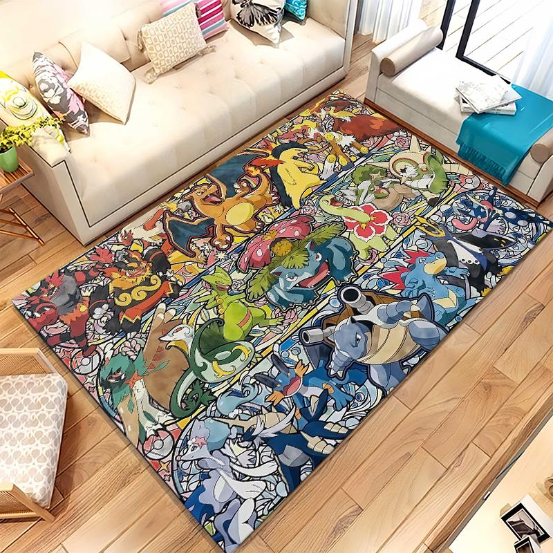 Kawaii Pokemon Pikachu Cartoon Living Room Non-Slip Area Rug Soft Carpet for Bedroom Kids Playroom Sofa,Home Decor Doormat Gift