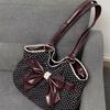 Vintage Y2k Gepunktete Schleife Schultertasche Japanische Süße Achseltasche Stilvolle Niedliche Lolita Handtasche Lässige Vielseitige Plüsch-Tragetasche