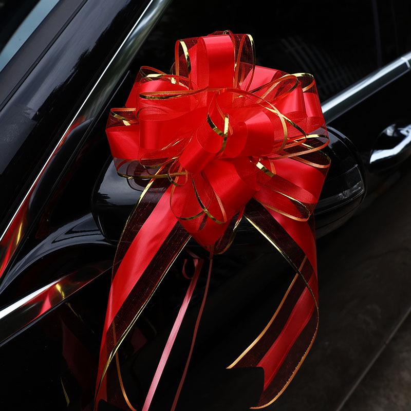 Wedding Car Mirror Pull-Flower Bow and Gift-Packaged Qixi Flower Bouquet