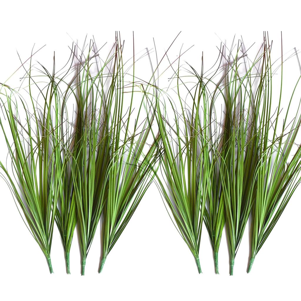 8 Bündel Künstliche Pflanzen Gefälschte Weizen Gras Büsche Faux Plastik Grünzeug Sträucher Grüne Stielpflanzen Großpackung Außen Innen Deko